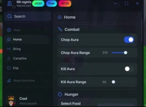 Nazuro Hub Script 99 Nights No Key – Kill Aura, Bring Item, Teleport, ESP