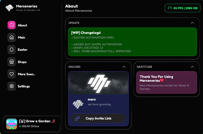 Mercenaries Hub GAG Script – Auto Farm, Auto Collect, Auto Buy