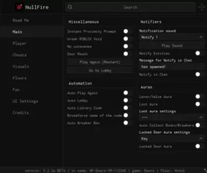 NullFire Script | Doors Auto Room, Auto Lobby, ESP