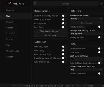 NullFire Script | Doors Auto Room, Auto Lobby, ESP